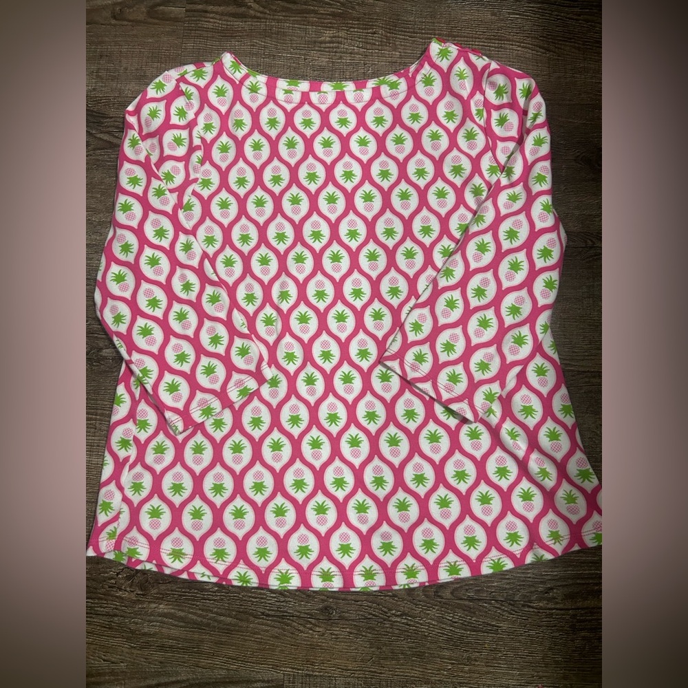 Charter Club Pink and Green Patterned Top